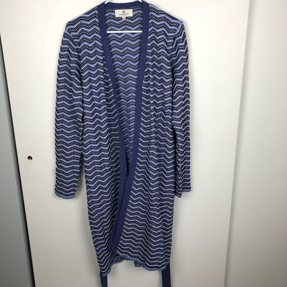 Laurie Felt Sweaters - Laurie Felt Open Front Long Cardigan Chevron Pattern Size Large L